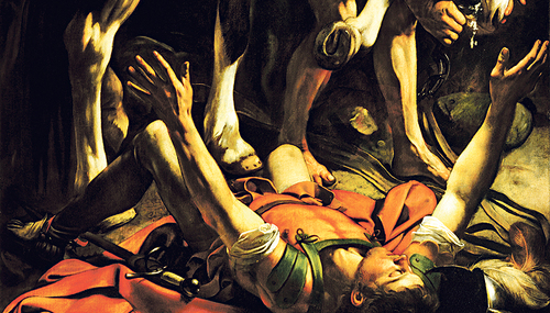 Die Bekehrung des Apostels Paulus auf dem Weg nach Damaskus; von Michelangelo Merisi, genannt Caravaggio.
