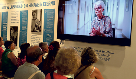 Blick auf die Jägerstätter-Ausstellung der Bewegung „Comunione e Liberazione“ in Rimini.   