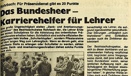 Kuriose Regelung anno 1981. Der Präsenzdienst bringt Lehrern Pluspunkte.