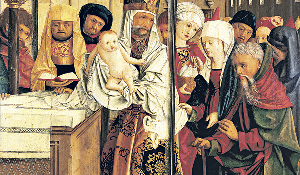 Die Bildtafel  „Darbringung im Tempel“  bildete zusammen mit dem Bild „Die Anbetung der Könige“ (Titelseite) den linken Flügel des Altars in der Marienkapelle des Klosters Mondsee.   