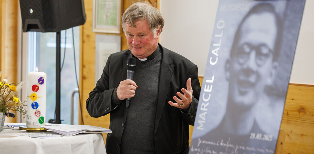 Bischof Manfred Scheuer bei der Gedenkfeier für Marcel Callo, der im KZ Mauthausen ermordet wurde. / Bernhard Wizany Bischof Manfred Scheuer bei der Gedenkfeier für Marcel Callo, der im KZ Mauthausen ermordet wurde.
