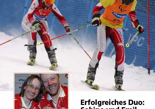 Sabine und Emil Gasteiger Damen Slalom sehbehindert , IX Paralympische Winterspiele im Olympia - Stadion Turin , Paralympics Sestriere Turin 2006 , 19.03.2006
Foto: Anton Holzer