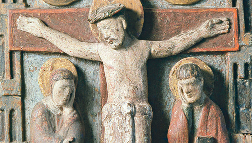 Die Rieder Kreuzigung entstand um das Jahr 1160. Sie wurde 1925 in einem Bauernhaus in Ried im Traunkreis entdeckt.     