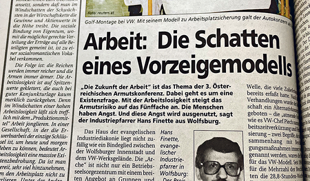 Die Kirchenzeitung beleuchtete die Arbeitsbedingungen bei VW kritisch.   