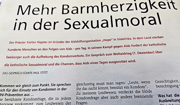 Sexualmoral, Kondome und Aids waren zentrale Themen des Interviews.  