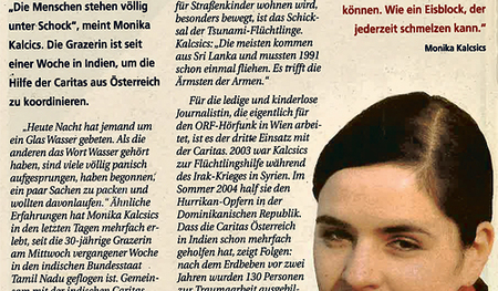 Die Tsunami-Helferin Monika Kalcsics war vor  20 Jahren „Kopf der Woche“ der Kirchenzeitung.  